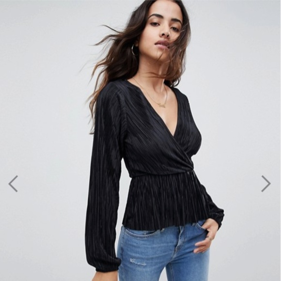 asos black wrap top